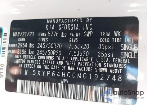 2021 Kia Telluride S z USA, uszkodzony, nr VIN 5XYP64HC0MG192748